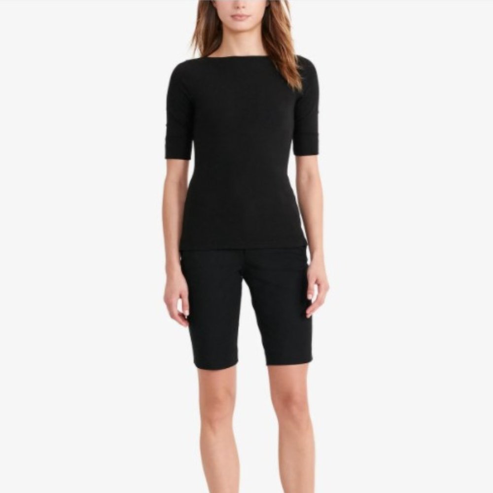 NWT Lauren Ralph Lauren Stretch Cotton Bermuda Shorts 8P MSRP $69.50 Black